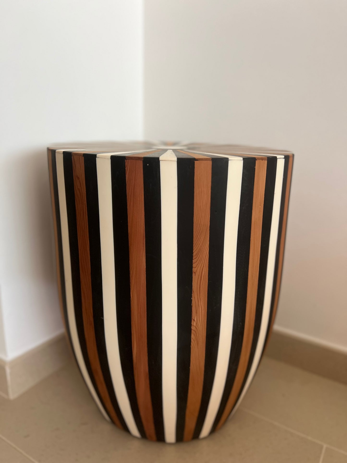 Resin & Walnut Wood Side Table