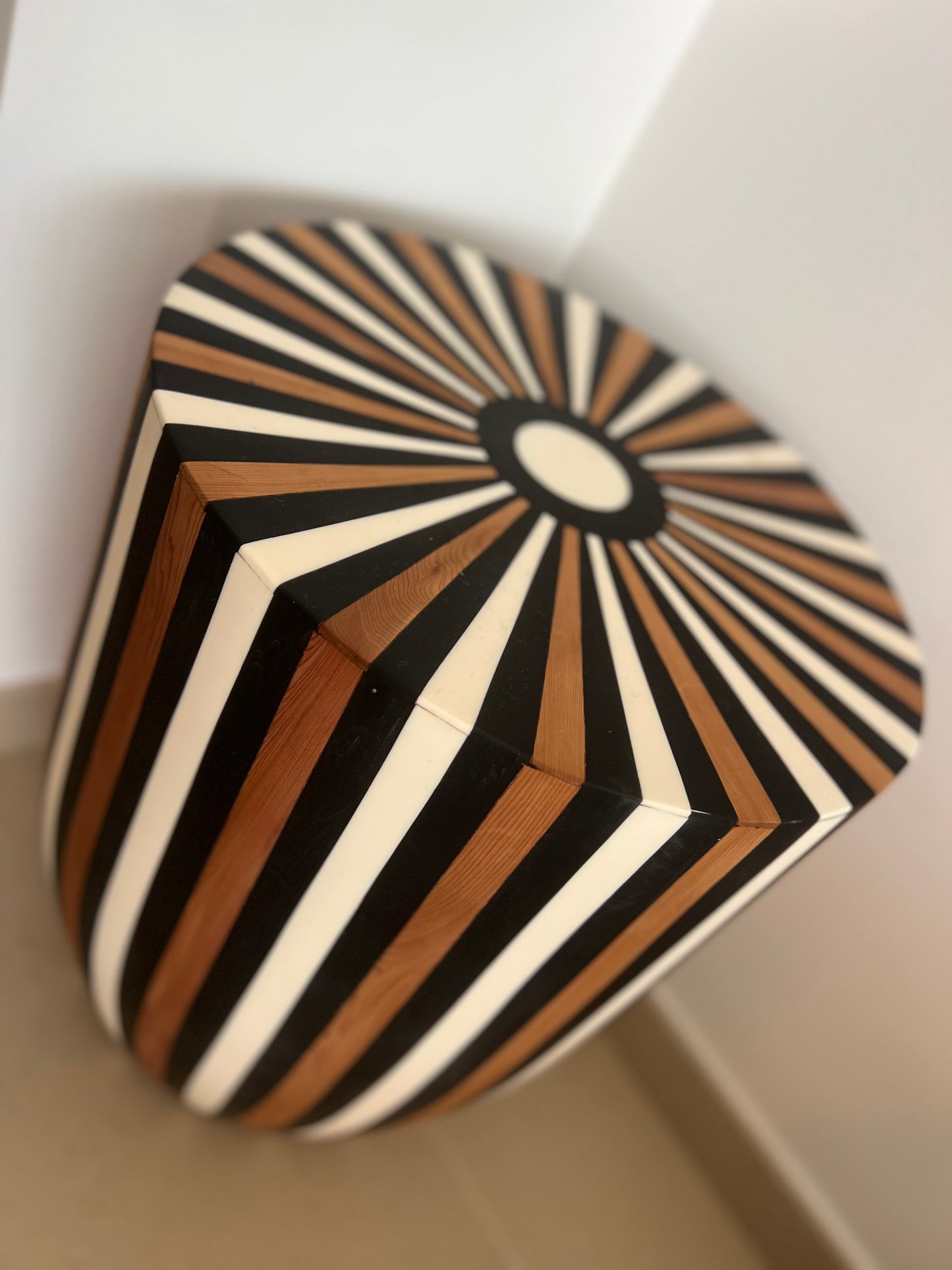 Resin & Walnut Wood Side Table
