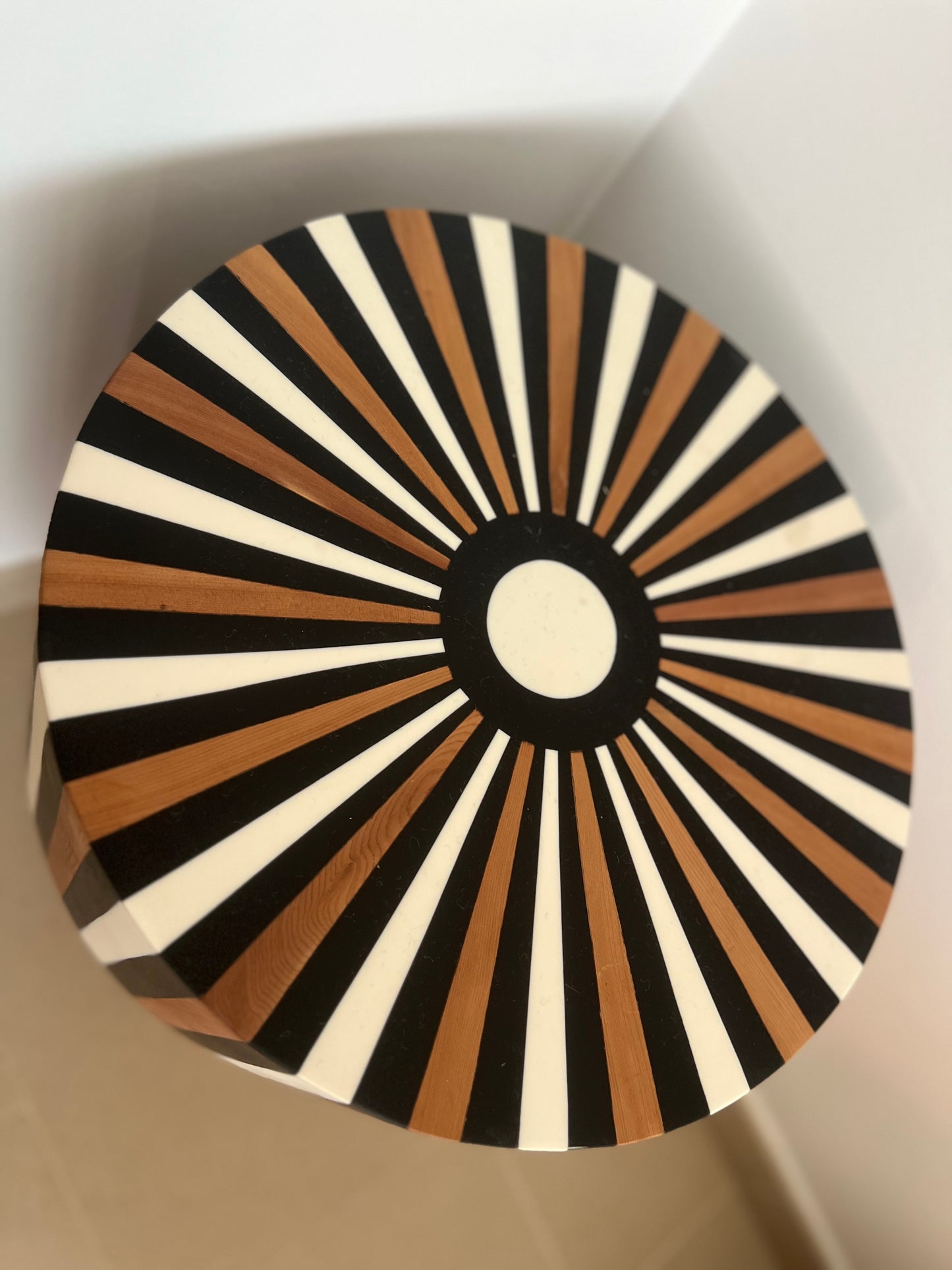 Resin & Walnut Wood Side Table
