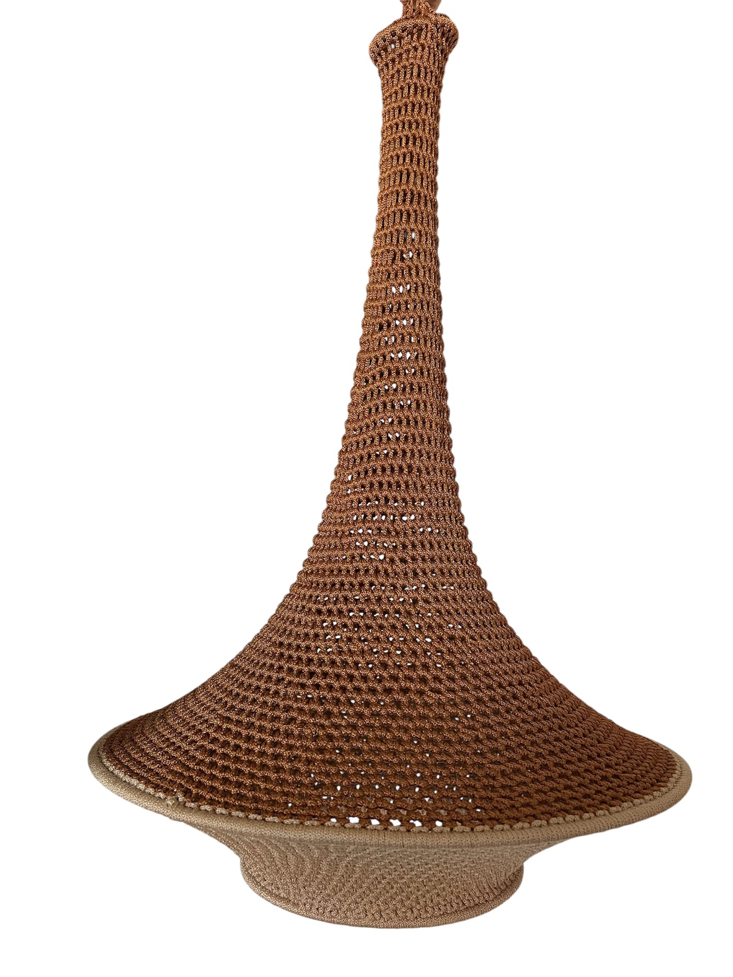 Mamounia Crochet Ceiling Lamp - Camel & Beige