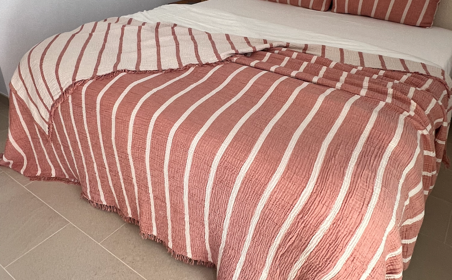 Muslin Throw Stripe - Terra