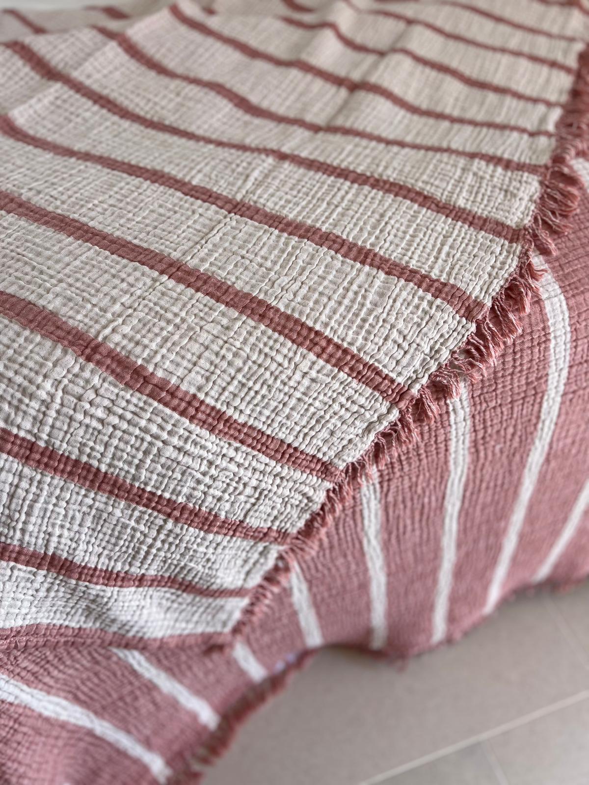 Muslin Throw Stripe - Terra