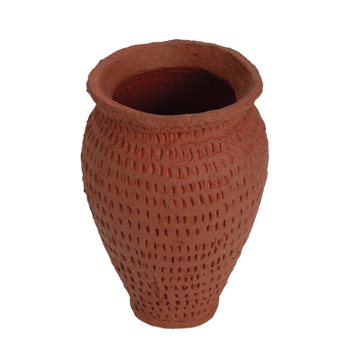 Red cotton mache jar vase