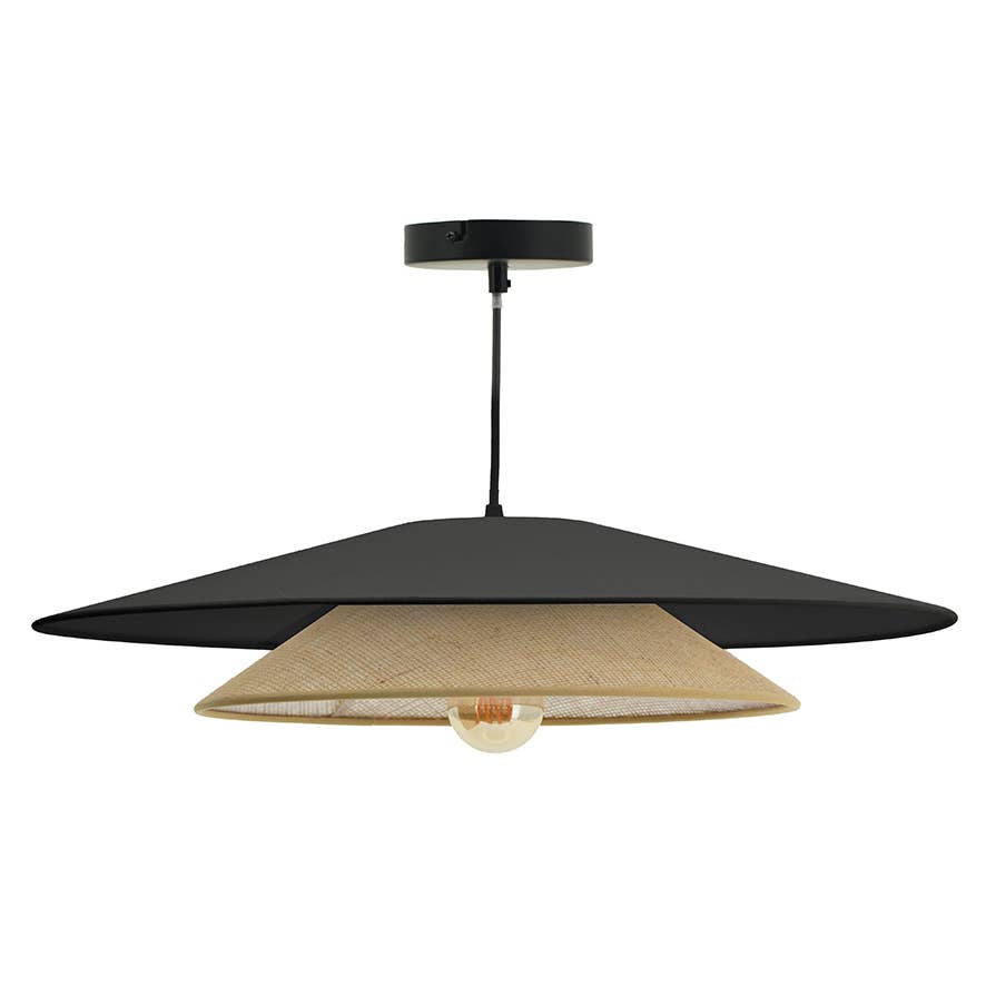 Black cotton & Sisal Ceiling Light D75cm