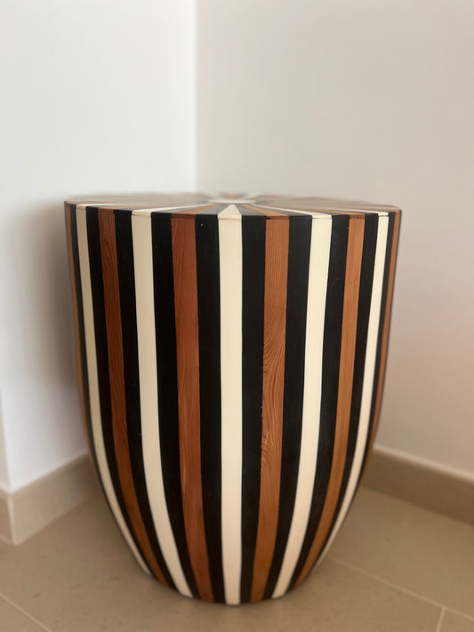 Resin & Walnut Wood Side Table