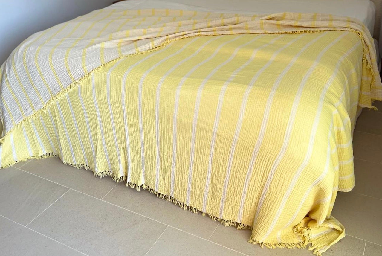 Muslin Throw Stripe - Sicilian Lemon