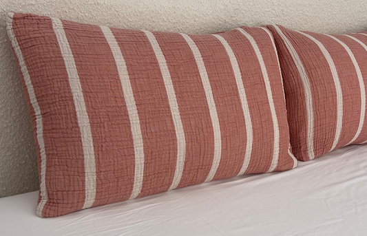 Muslin Stripe Pillowcase - Terra
