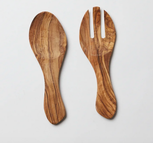 Olive wood salad server