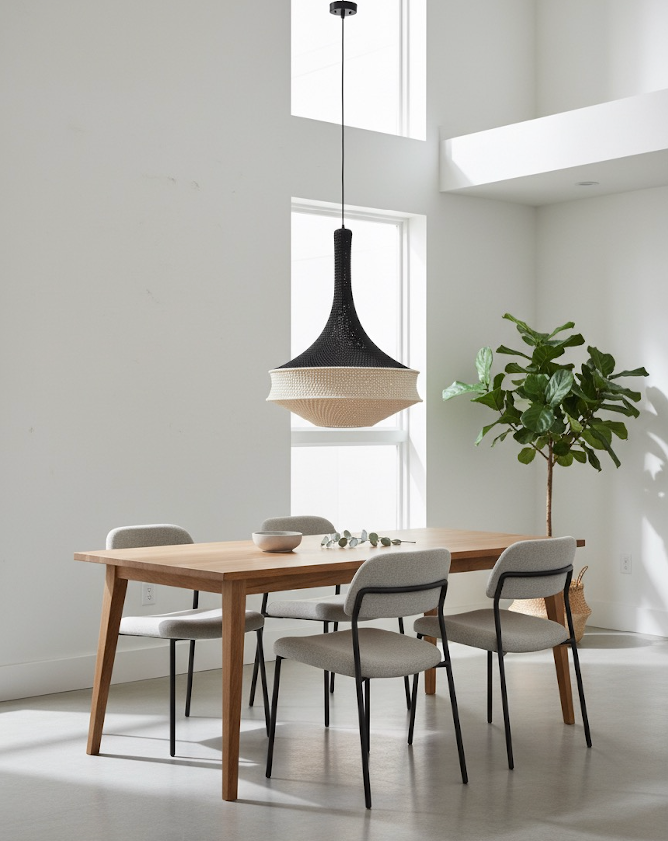 Mamounia Crochet Ceiling Lamp – Black & White