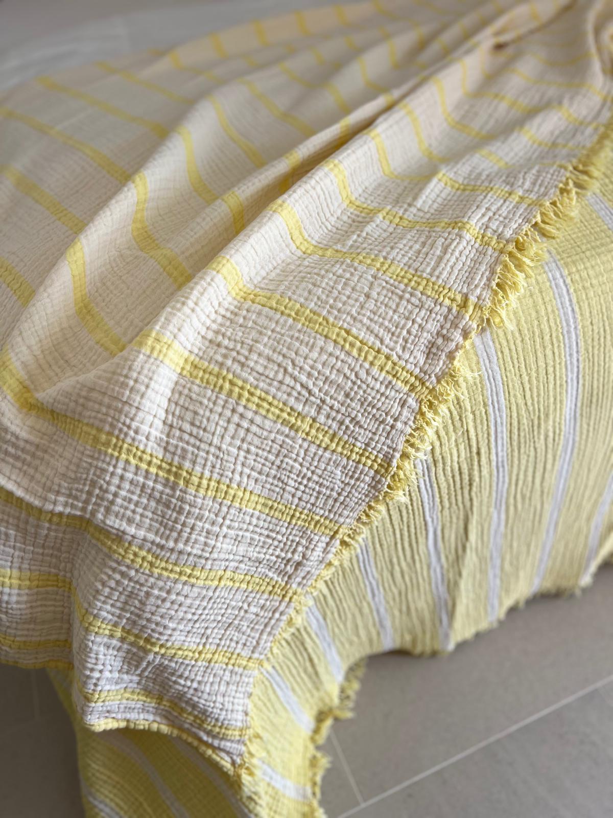 Muslin Throw Stripe - Sicilian Lemon