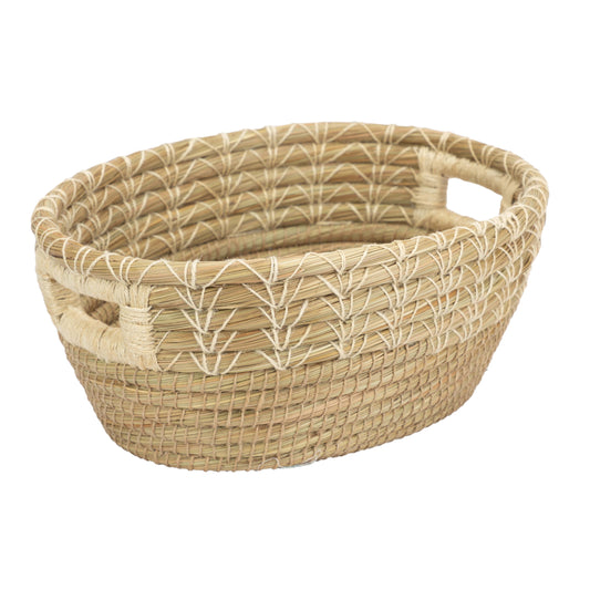 Handwoven basket with jute accents for your home