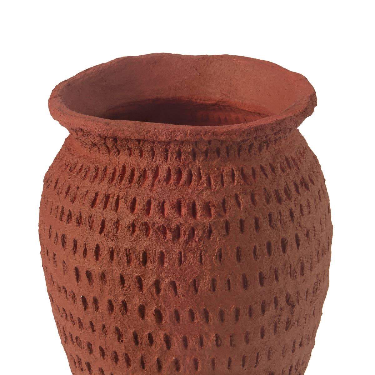 Red cotton mache jar vase