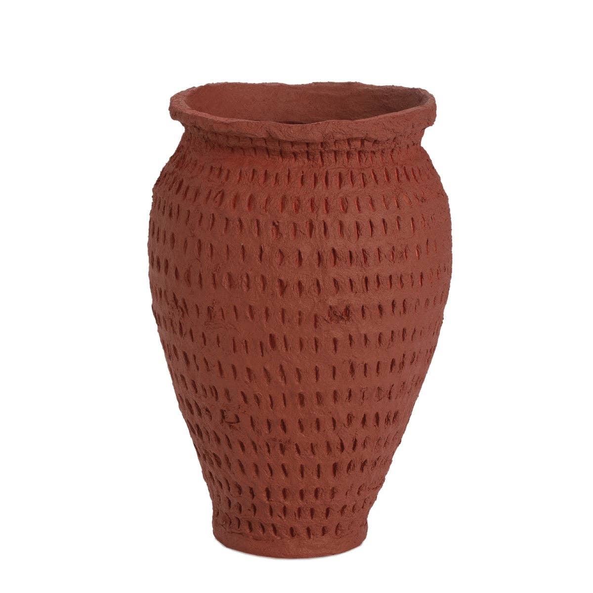 Red cotton mache jar vase
